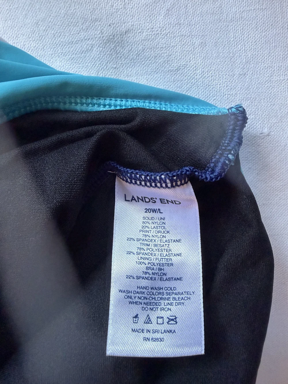 Lands' End Black One-Piece Swimsuit with Teal Trim - Picture 2 of 2